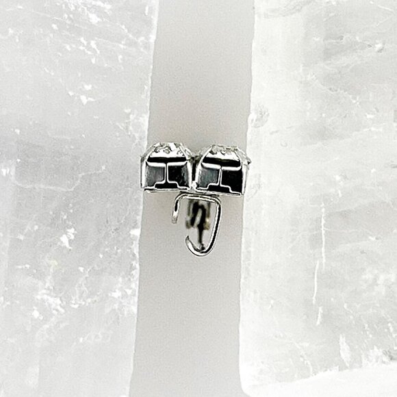 Vintage Rhinestone Bar Pin Brooch | Silver Tone Crystal Accent - Picture 5 of 10